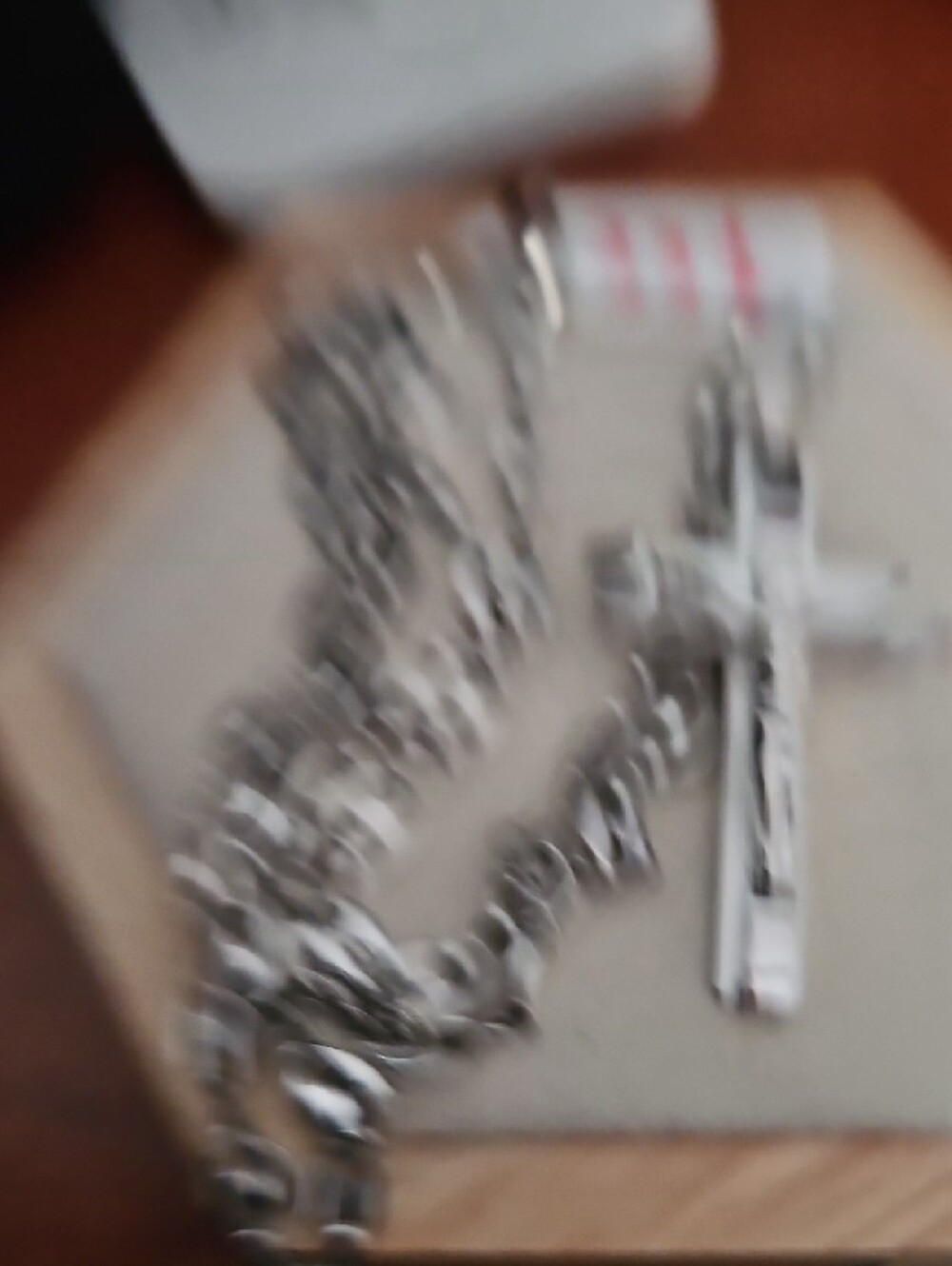 Polished Stainless Steel Crucifix Necklace - Silver Flor Men Or Women - Picture 3 of 4